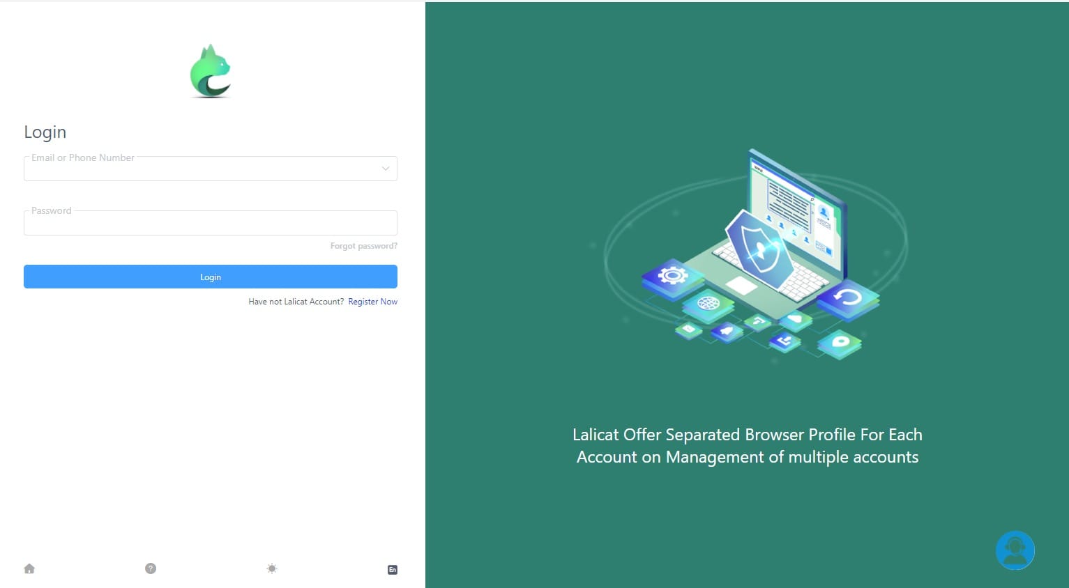 Lalicat login page