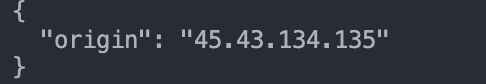 PycURL proxy test showing returned IP address from httpbin